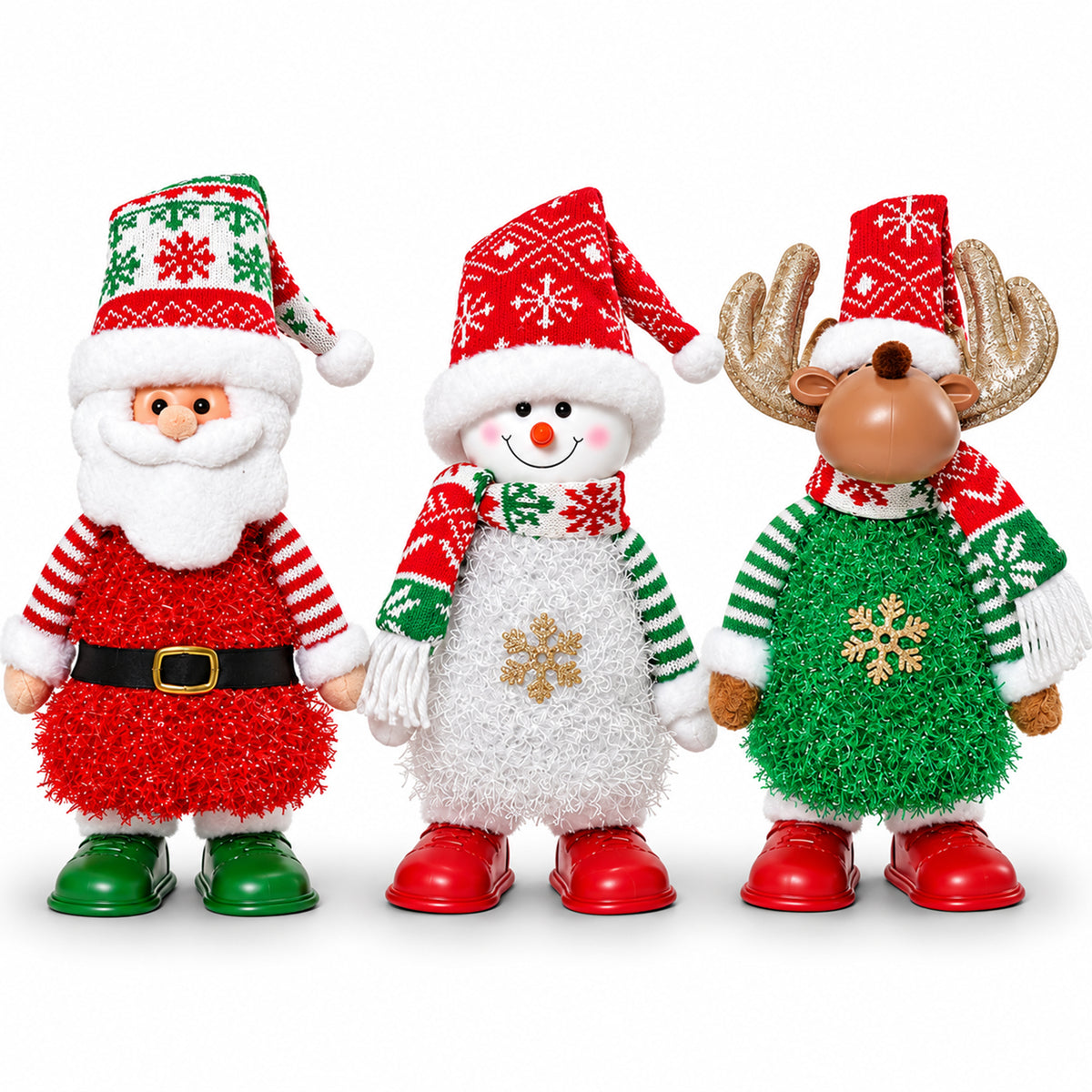 Animated Santa, Snowman and Reindeer Christmas Figures with LED Lights