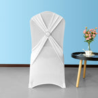 Wing Chair Cover with Chair Band Diamante - White