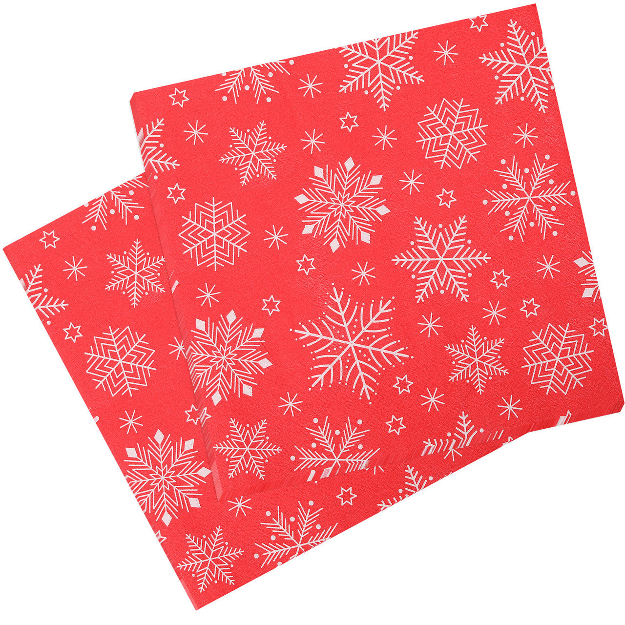 Christmas Snowflake Printed Napkins (Pack of 20) - Red