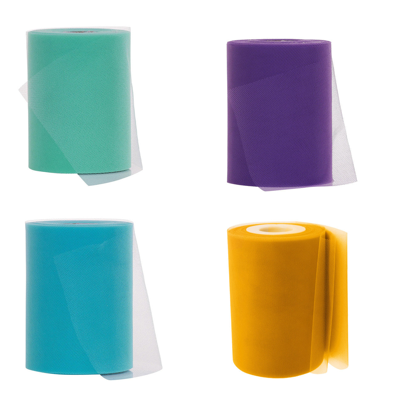 6" Tulle Fabric Roll - Dark Purple & Mint Green & Turquoise Aqua & Light Gold (100Yard)