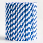 Blue & White Biodegradable Paper Straws