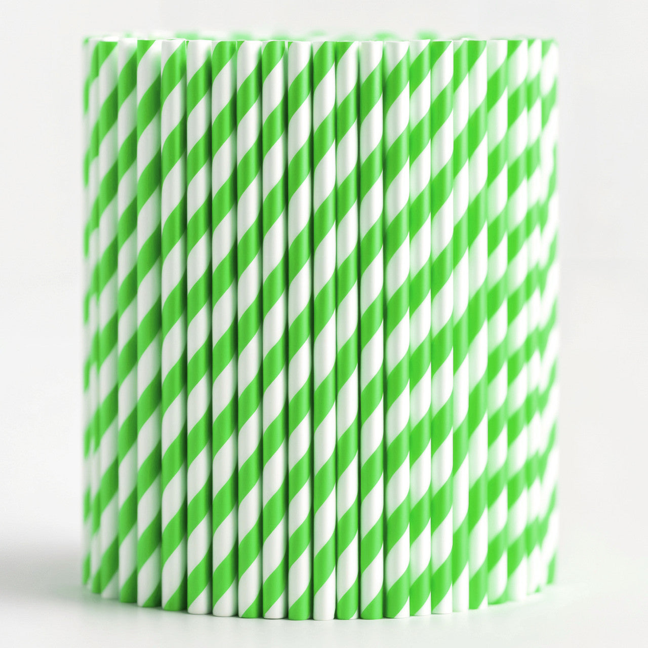 Green & White Biodegradable Paper Straws