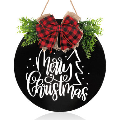 Merry Christmas Wooden Sign – Black & White