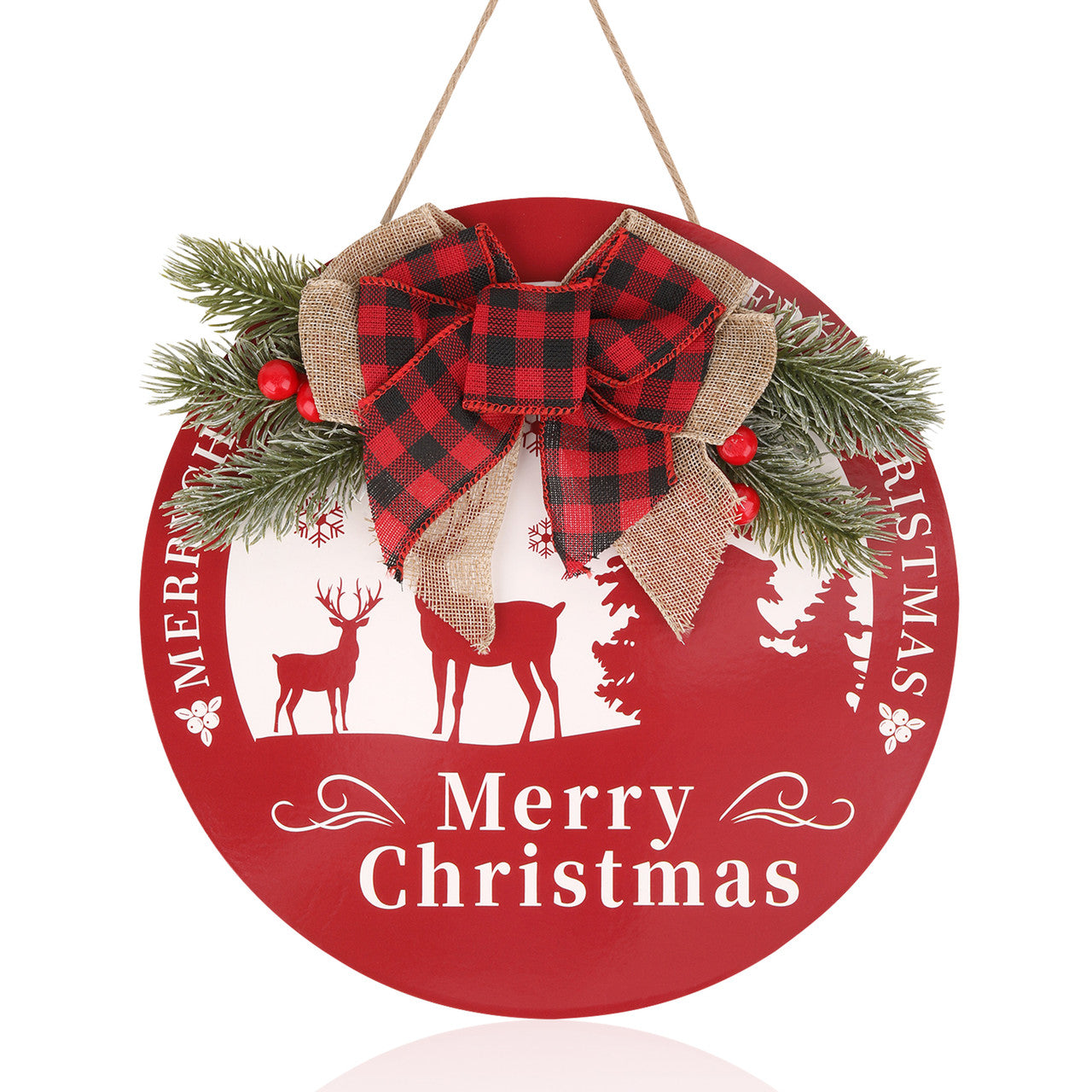 Merry Christmas Wooden Sign – Red