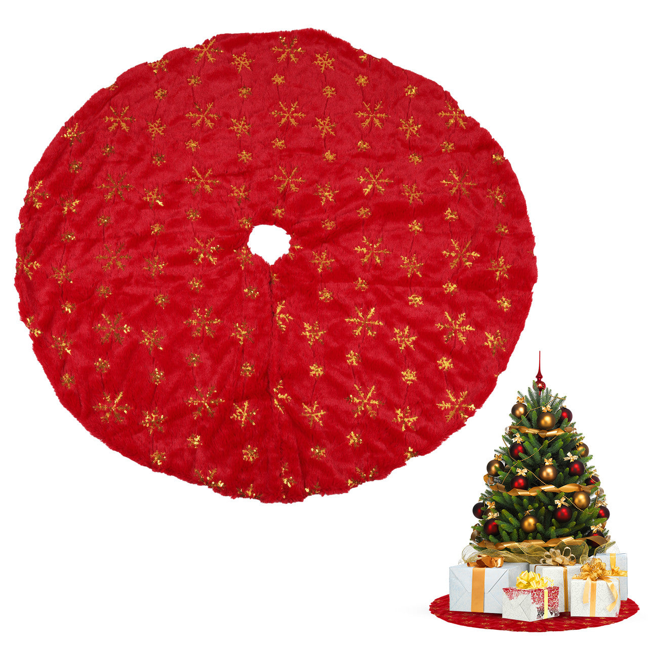 Snowflake Design Velvet Christmas Tree Skirt – 1M