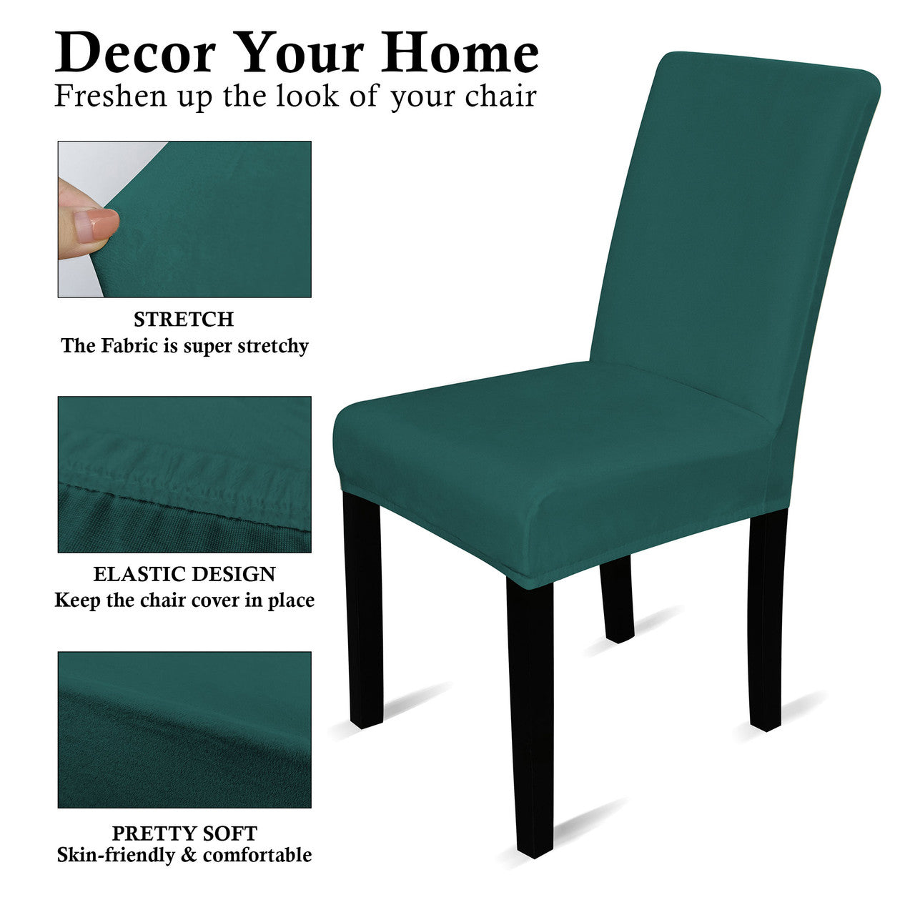 Short Velvet-Touch Spandex Chair Cover - Turquoise