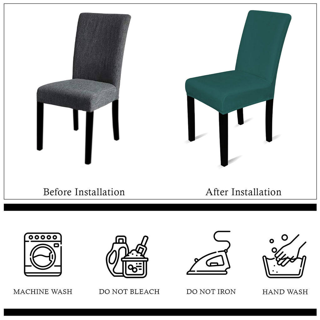 Short Velvet-Touch Spandex Chair Cover - Turquoise