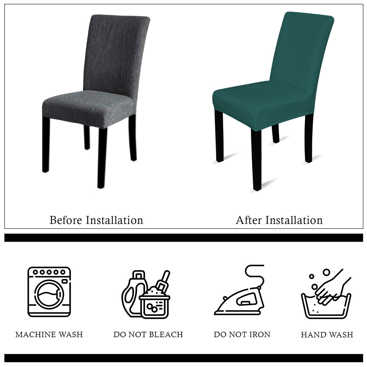 Short Velvet-Touch Spandex Chair Cover - Turquoise