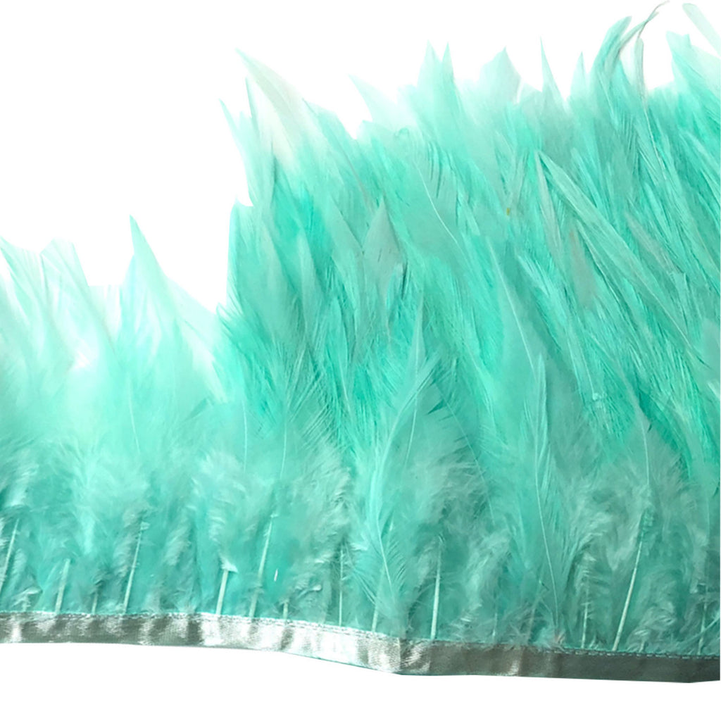 Rooster Feather Fringe For Costume - Turquoise