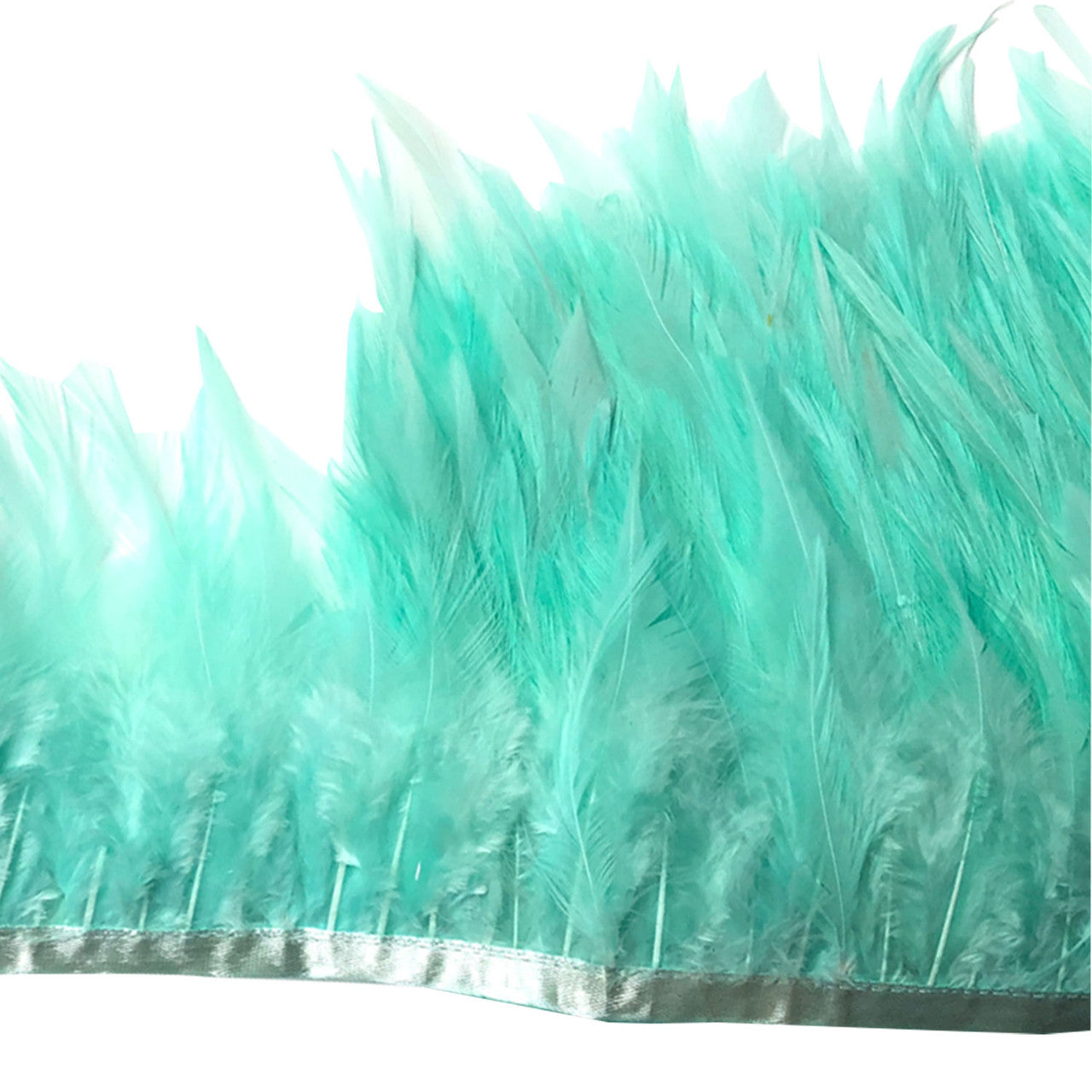 Rooster Feather Fringe For Costume - Turquoise