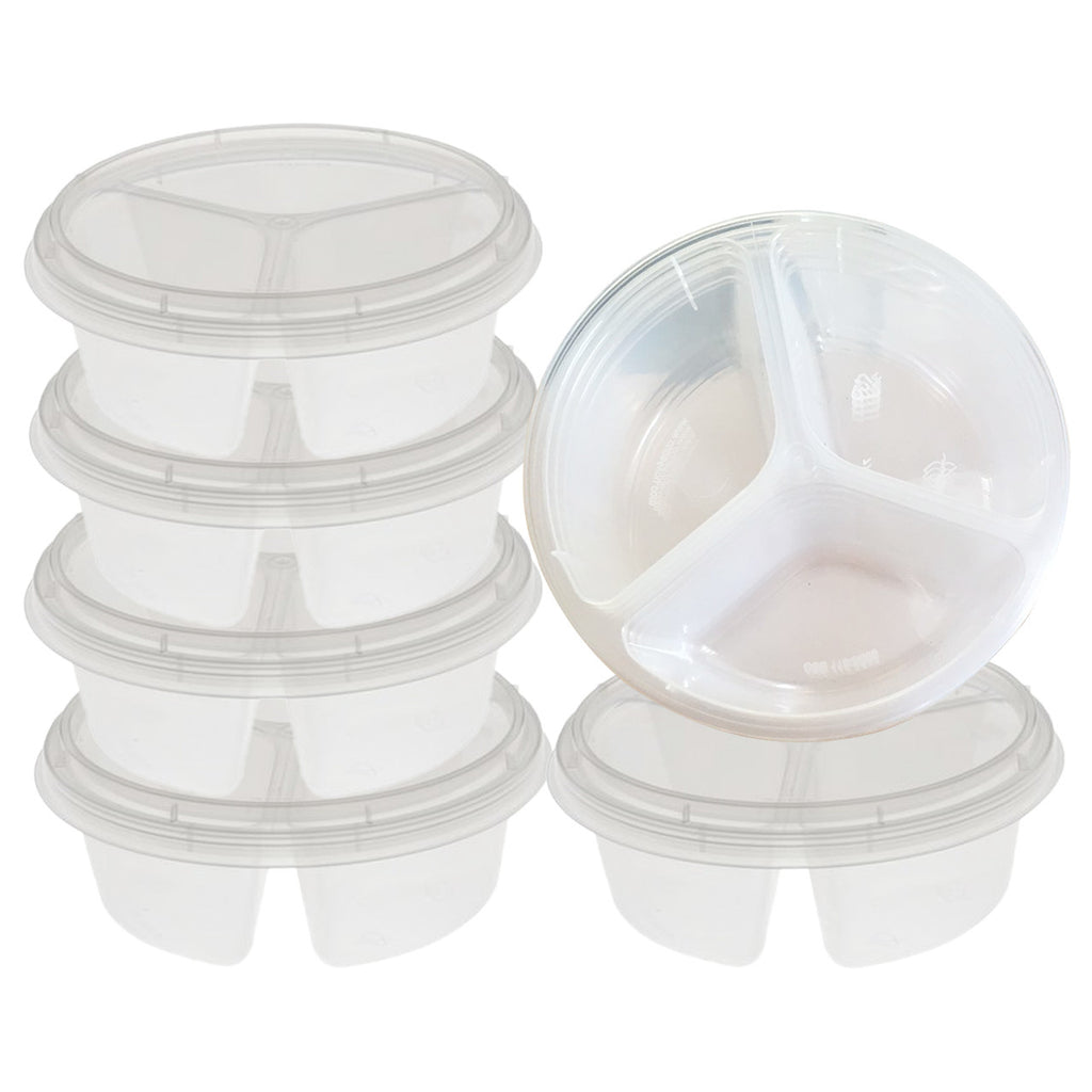 3 Compartment Reusable Plastic Food Container - 10pcs