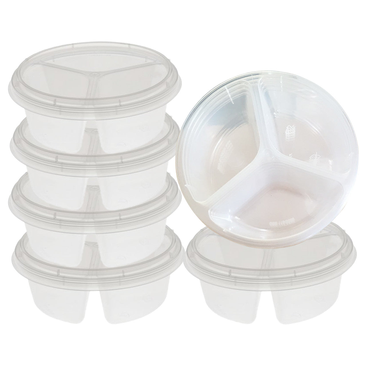 3 Compartment Reusable Plastic Food Container - 10pcs