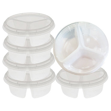 3 Compartment Reusable Plastic Food Container - 10pcs