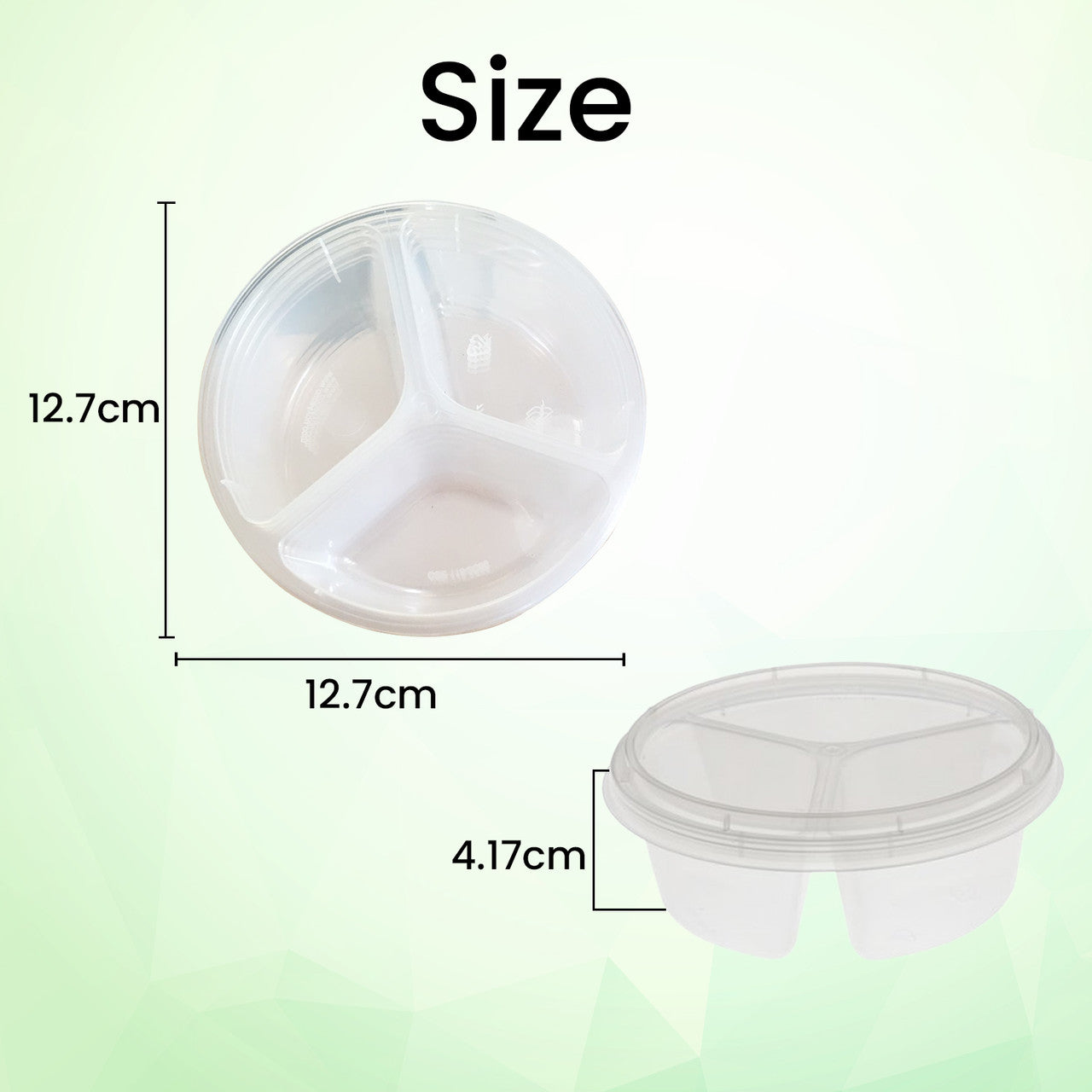 3 Compartment Reusable Plastic Food Container - 10pcs