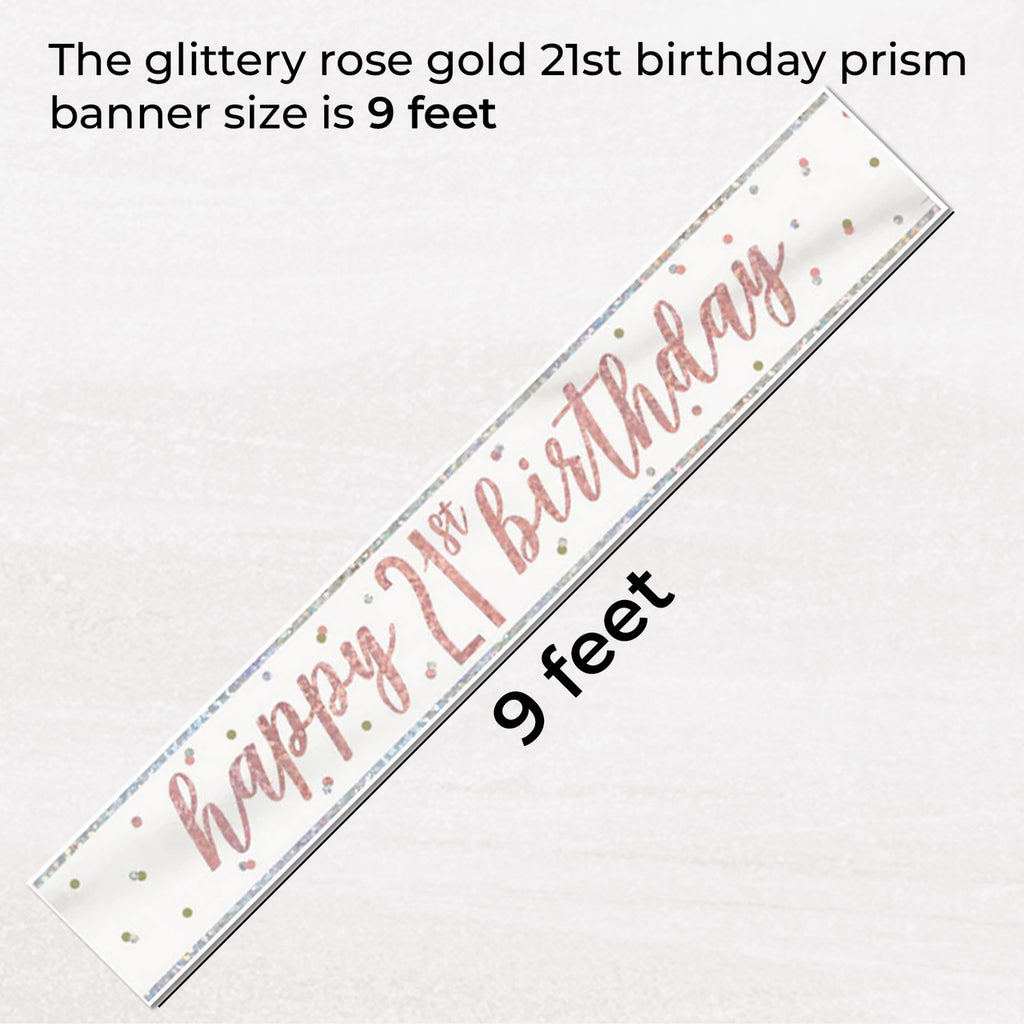 9ft Happy Birthday Banner - Rose Gold Glitz