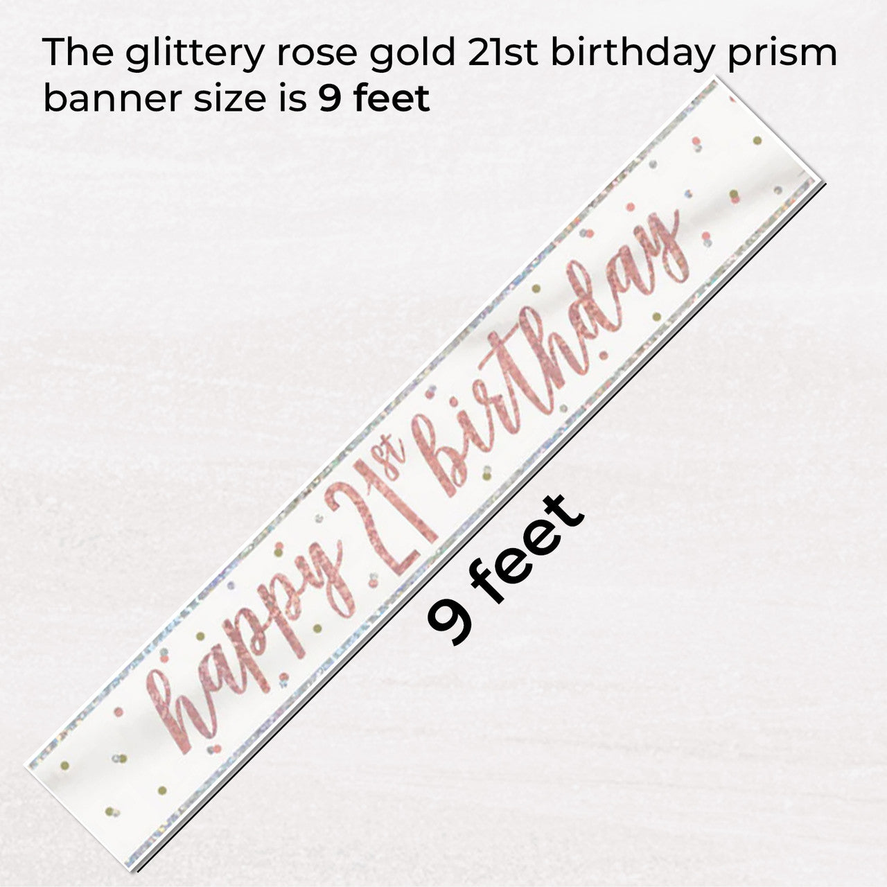 9ft Happy Birthday Banner - Rose Gold Glitz