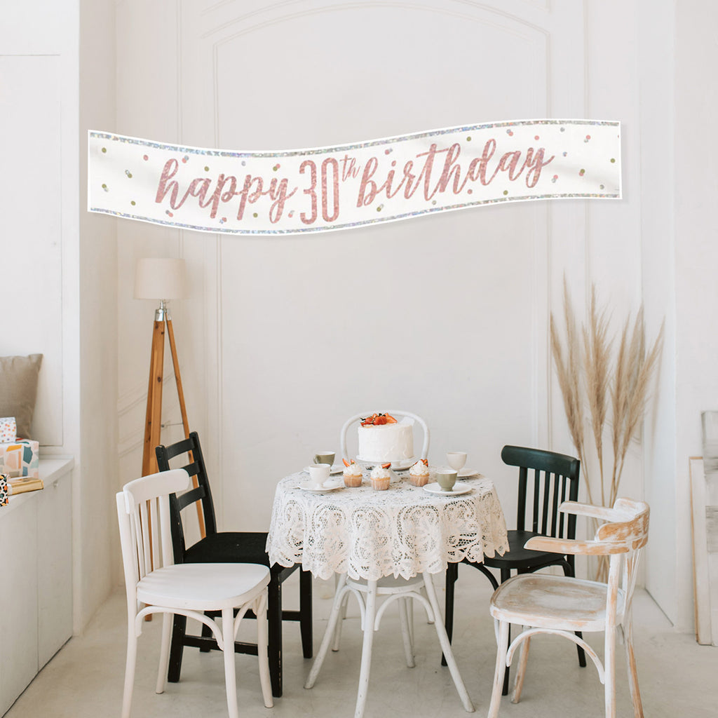 9ft Happy Birthday Banner - Rose Gold Glitz