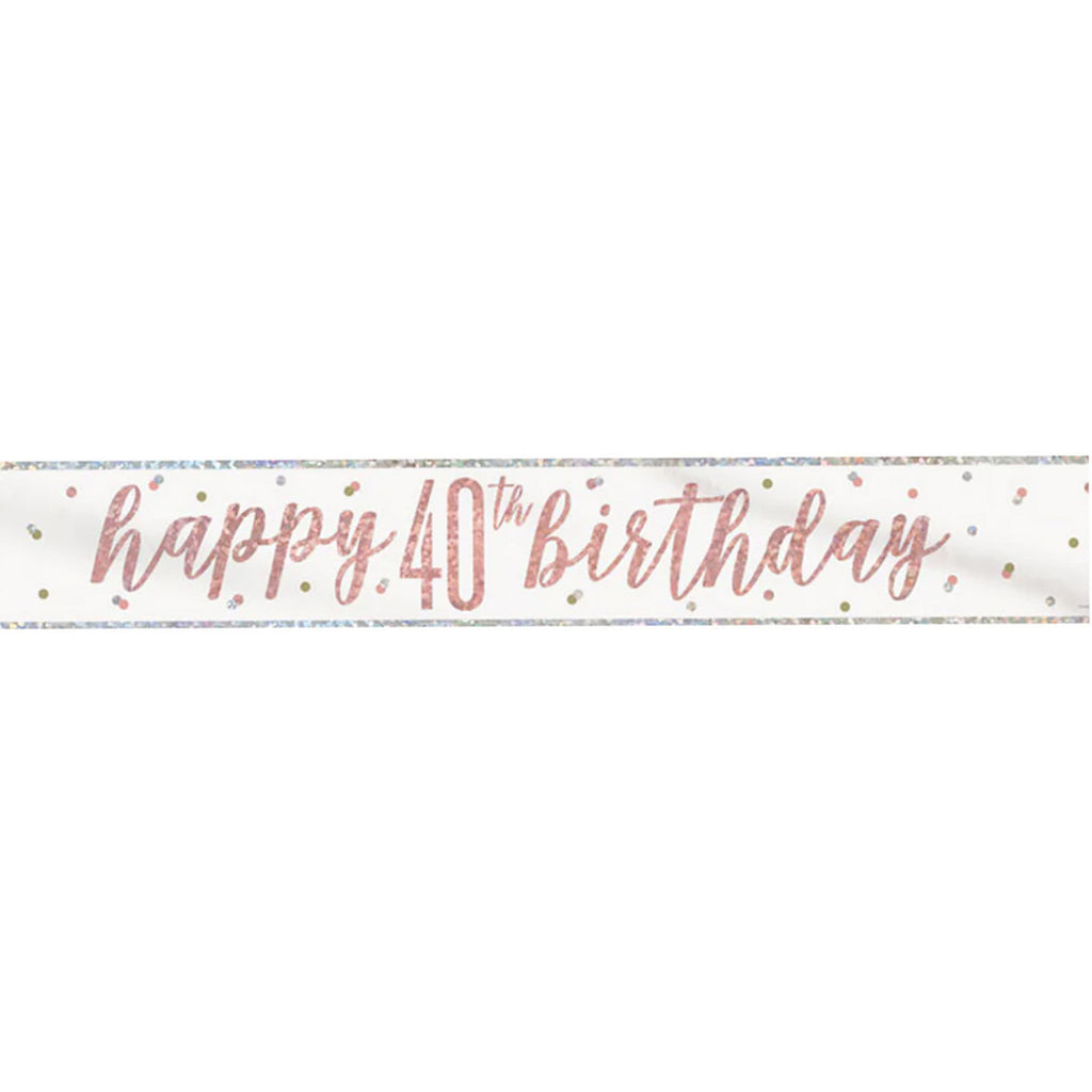 9ft Happy Birthday Banner - Rose Gold Glitz