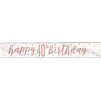 9ft Happy Birthday Banner - Rose Gold Glitz