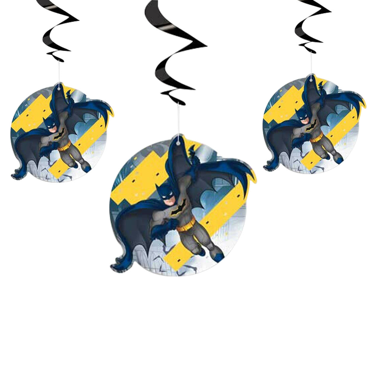 Batman Party Hanging Swirl Decorations (Pack of 3)