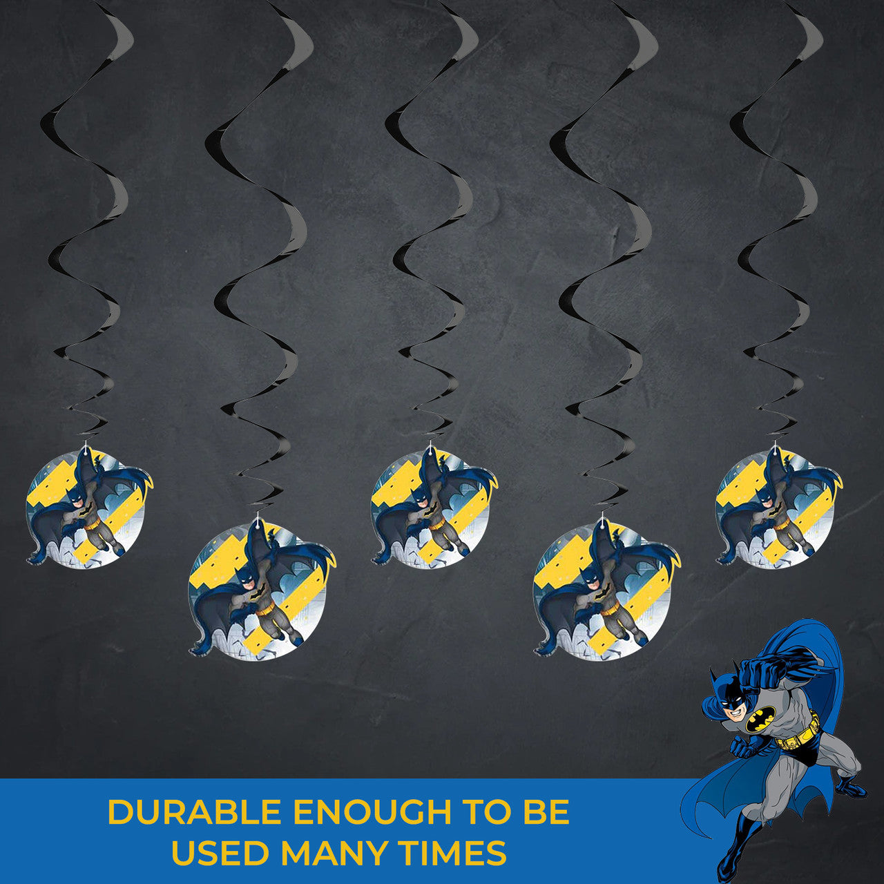 Batman Party Hanging Swirl Decorations (Pack of 3)
