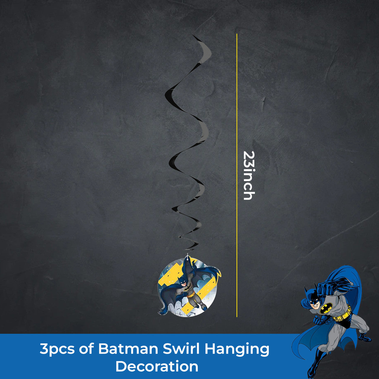 Batman Party Hanging Swirl Decorations (Pack of 3)