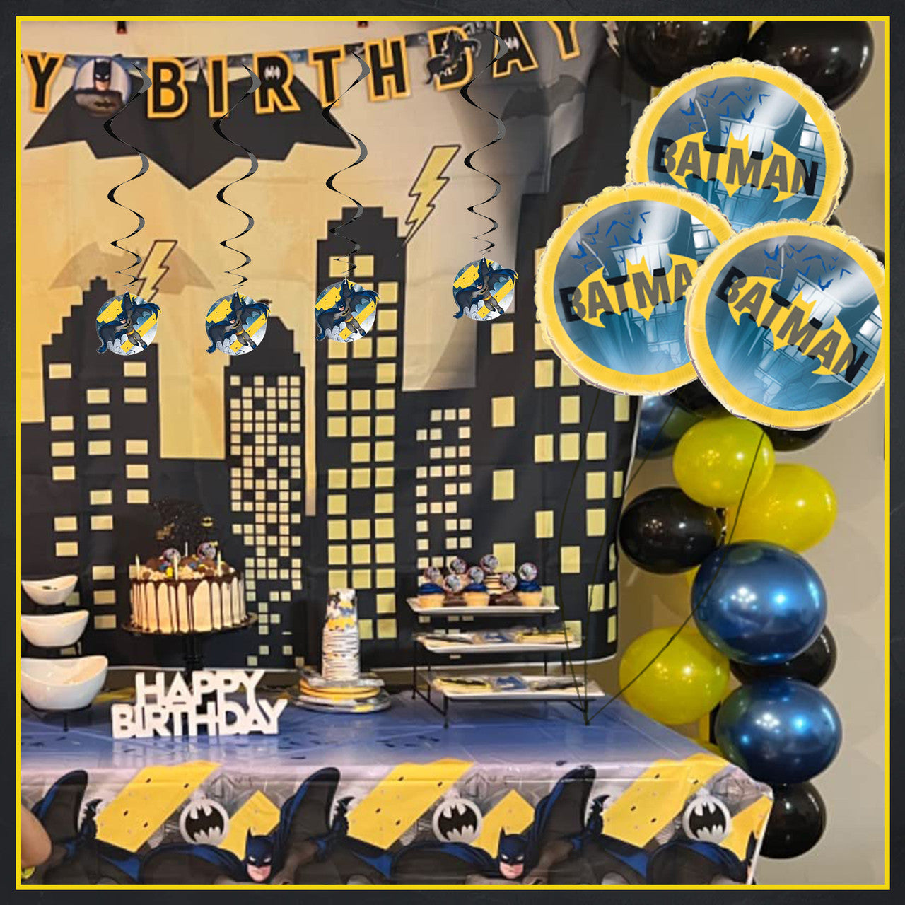 Batman Party Hanging Swirl Decorations (Pack of 3)