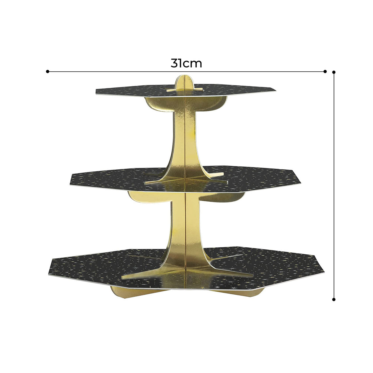 Black & Gold Cupcake Stand - 3-Tier