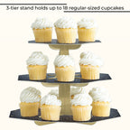 Black & Gold Cupcake Stand - 3-Tier