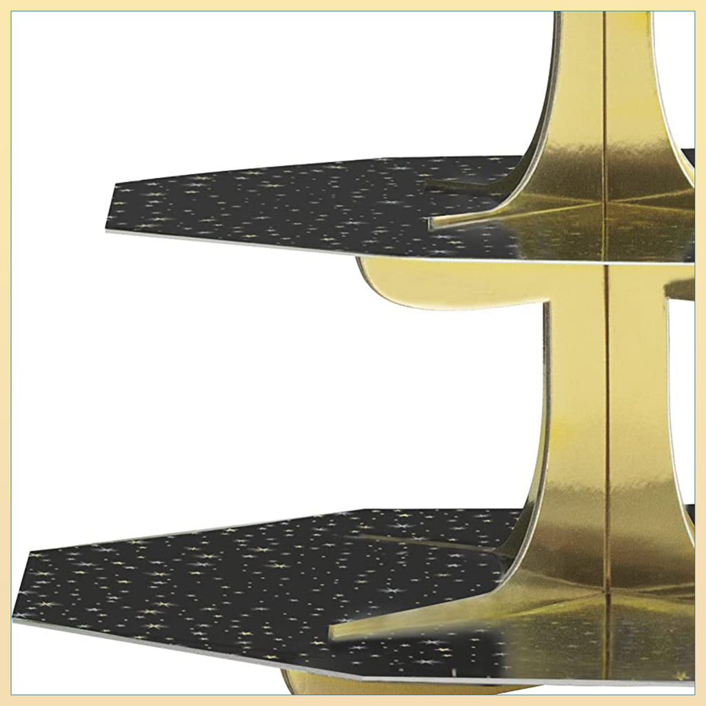 Black & Gold Cupcake Stand - 3-Tier