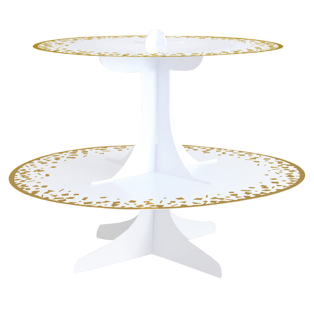 Gold & White Cupcake Stand  2-Tiers