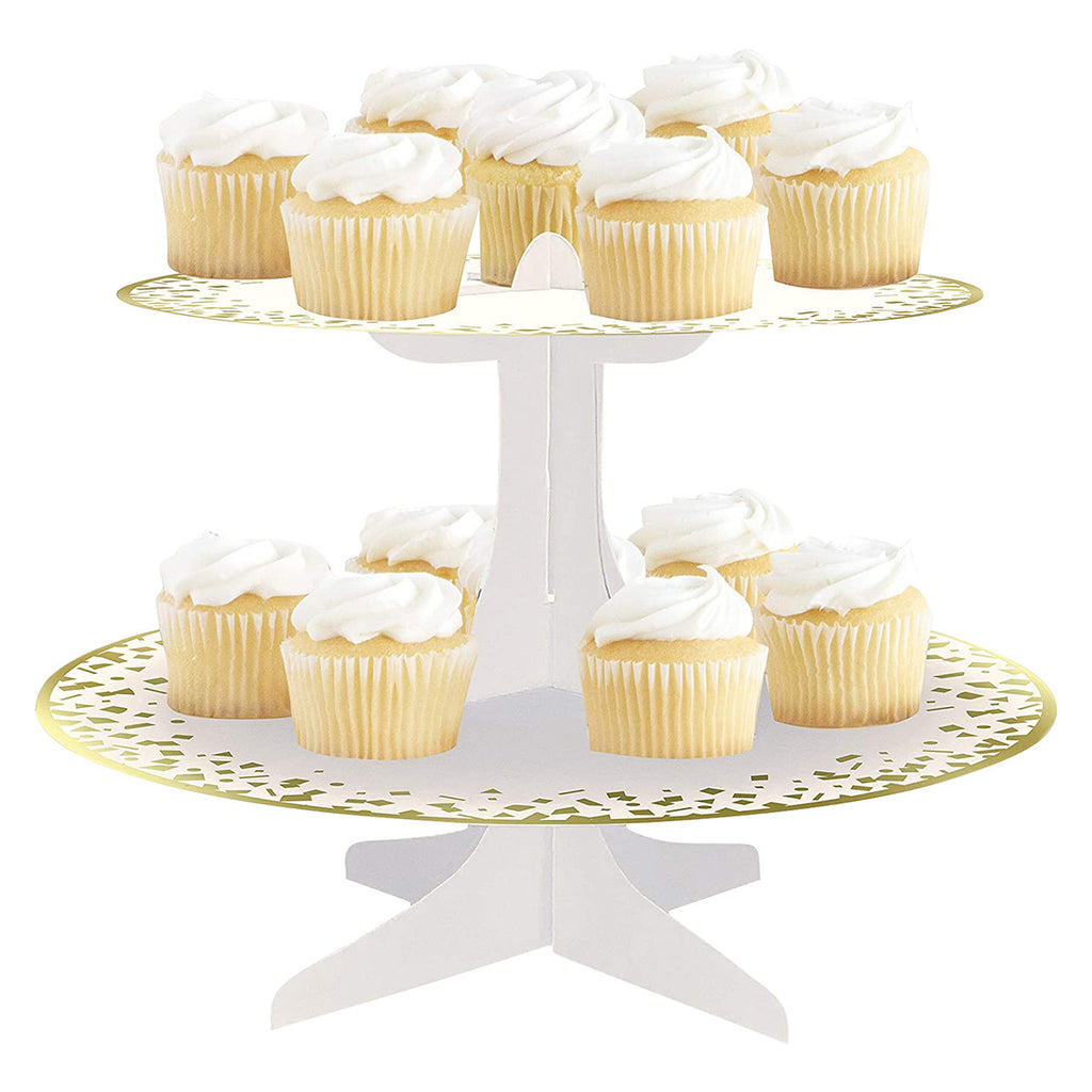 Gold & White Cupcake Stand  2-Tiers