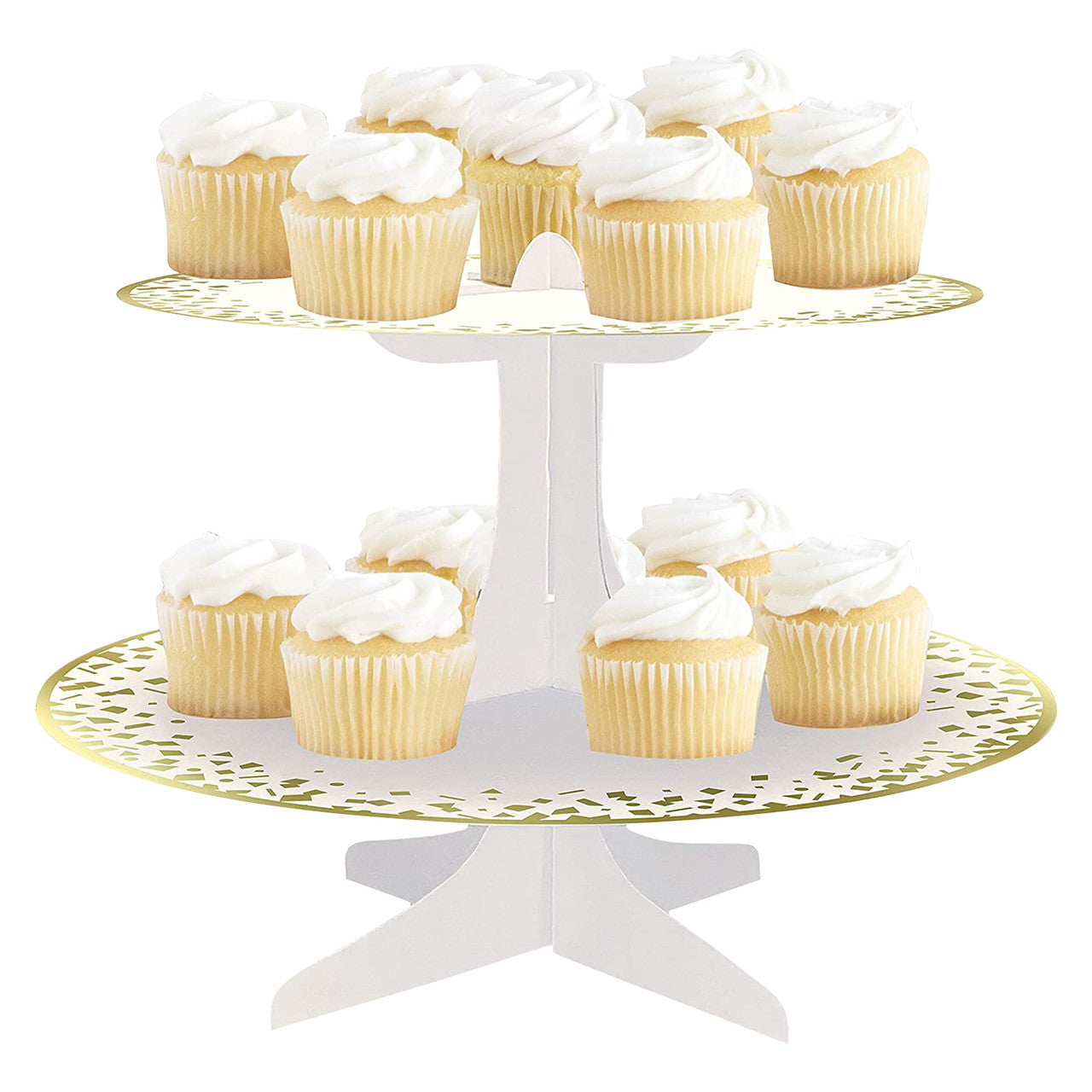 Gold & White Cupcake Stand  2-Tiers