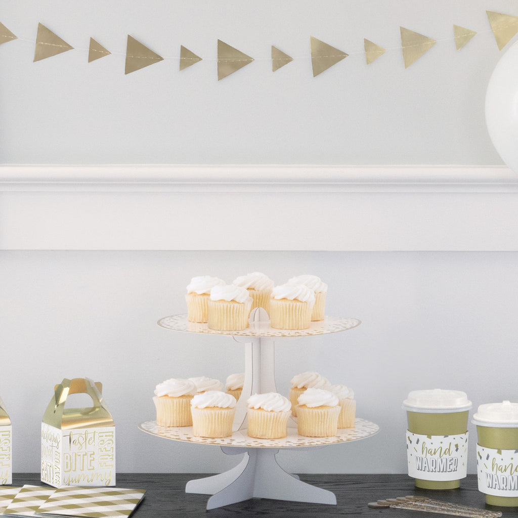 Gold & White Cupcake Stand  2-Tiers