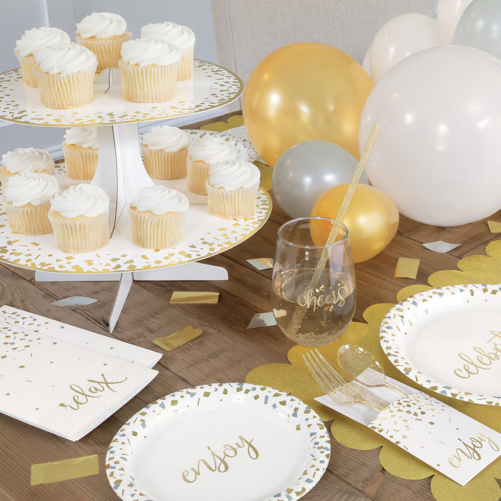 Gold & White Cupcake Stand  2-Tiers