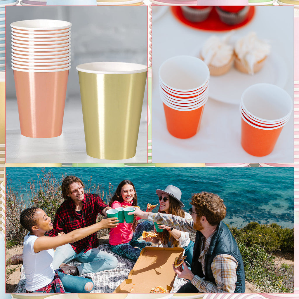 Gold Foil 12oz Paper Cups (Pack of 8)