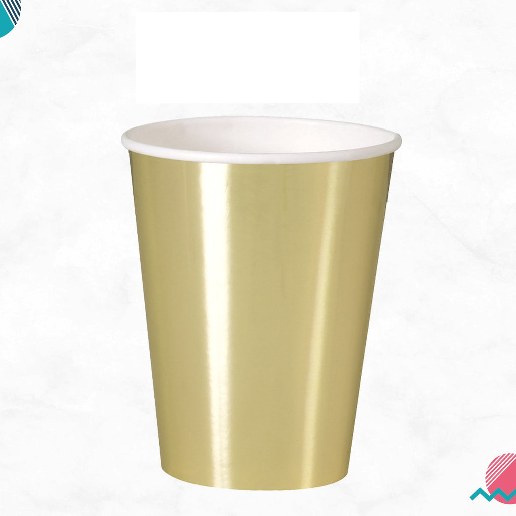 Gold Foil 12oz Paper Cups (Pack of 8)