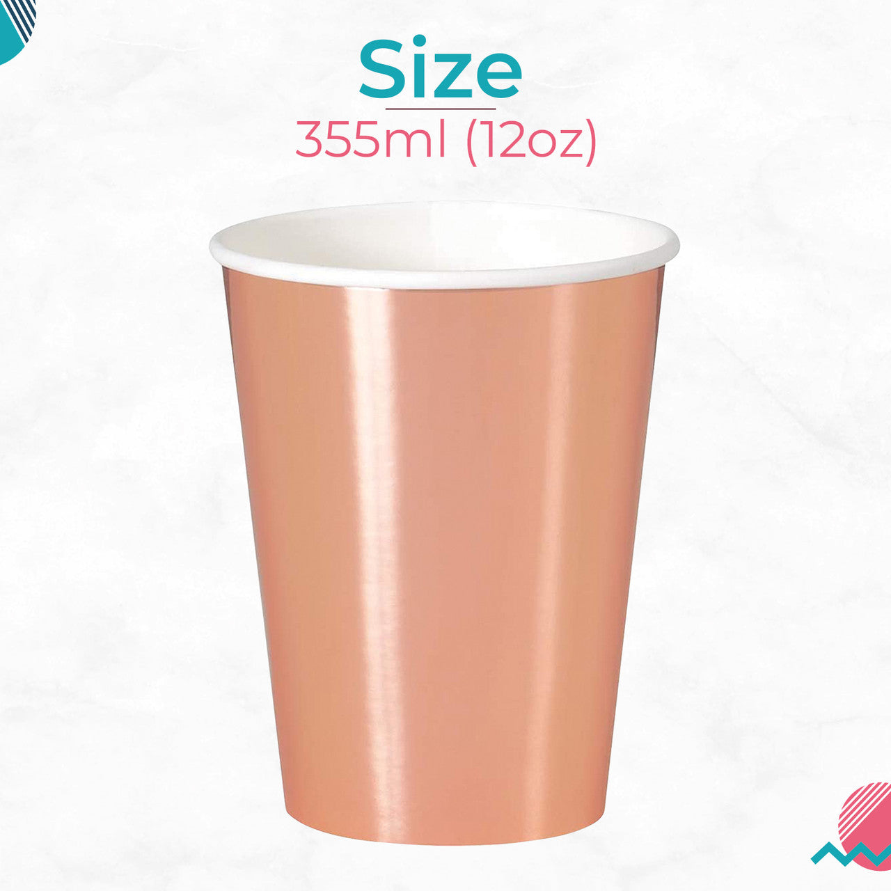 Rose Gold Foil Paper Cups (Pack of 8)