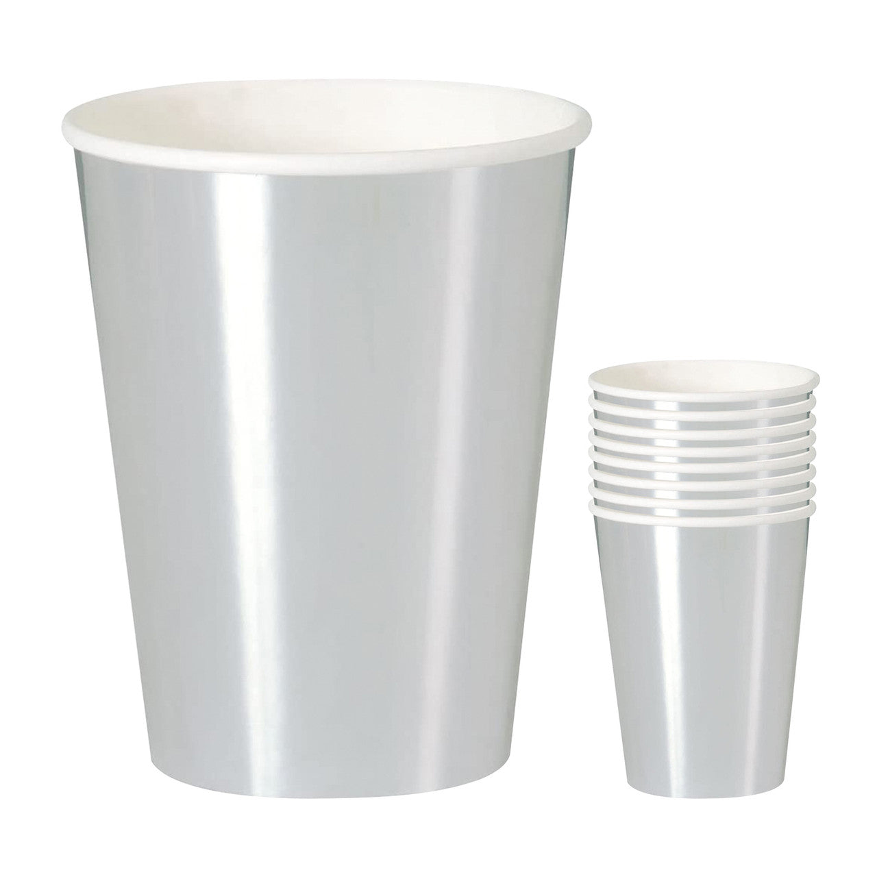 12oz Paper Cups (Pack of 8) - Silver Foil