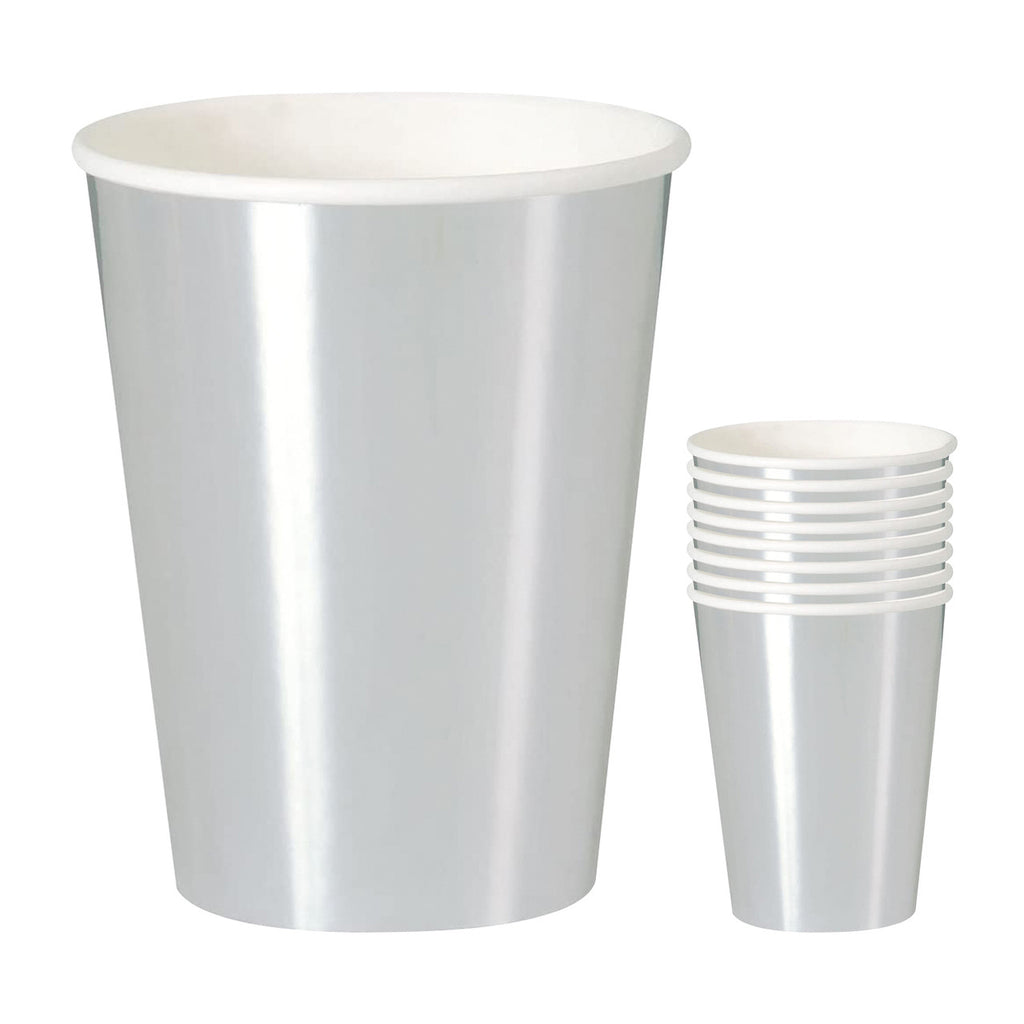 12oz Paper Cups (Pack of 8) - Silver Foil
