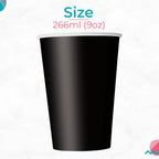 Midnight Black 9oz Paper Cups (Pack of 14)