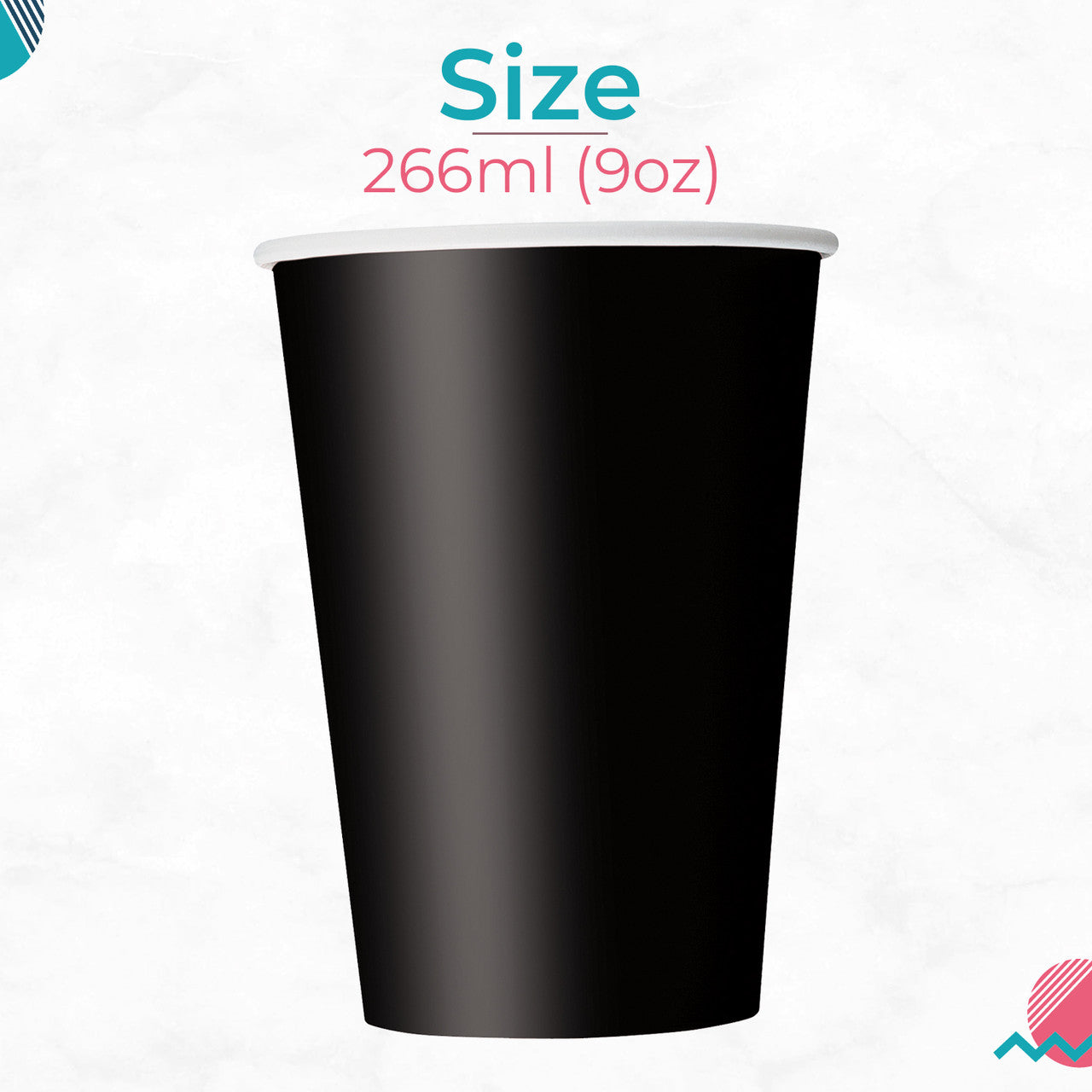 Midnight Black 9oz Paper Cups (Pack of 14)