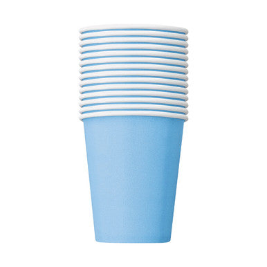 Powder Blue 9oz Paper Cups (Pack of 14)