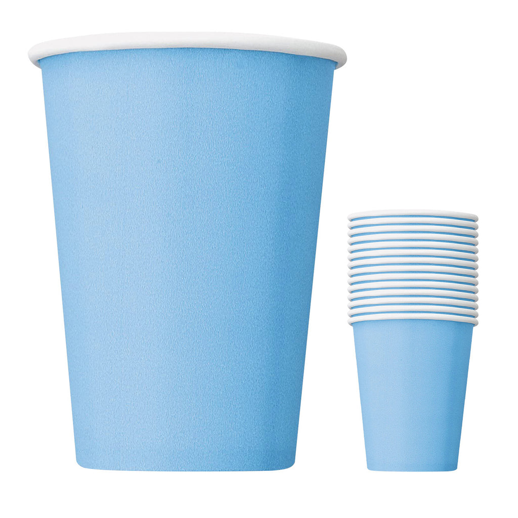 Powder Blue 9oz Paper Cups (Pack of 14)
