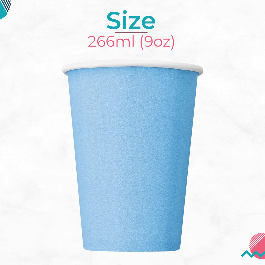 Powder Blue 9oz Paper Cups (Pack of 14)