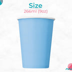 Powder Blue 9oz Paper Cups (Pack of 14)