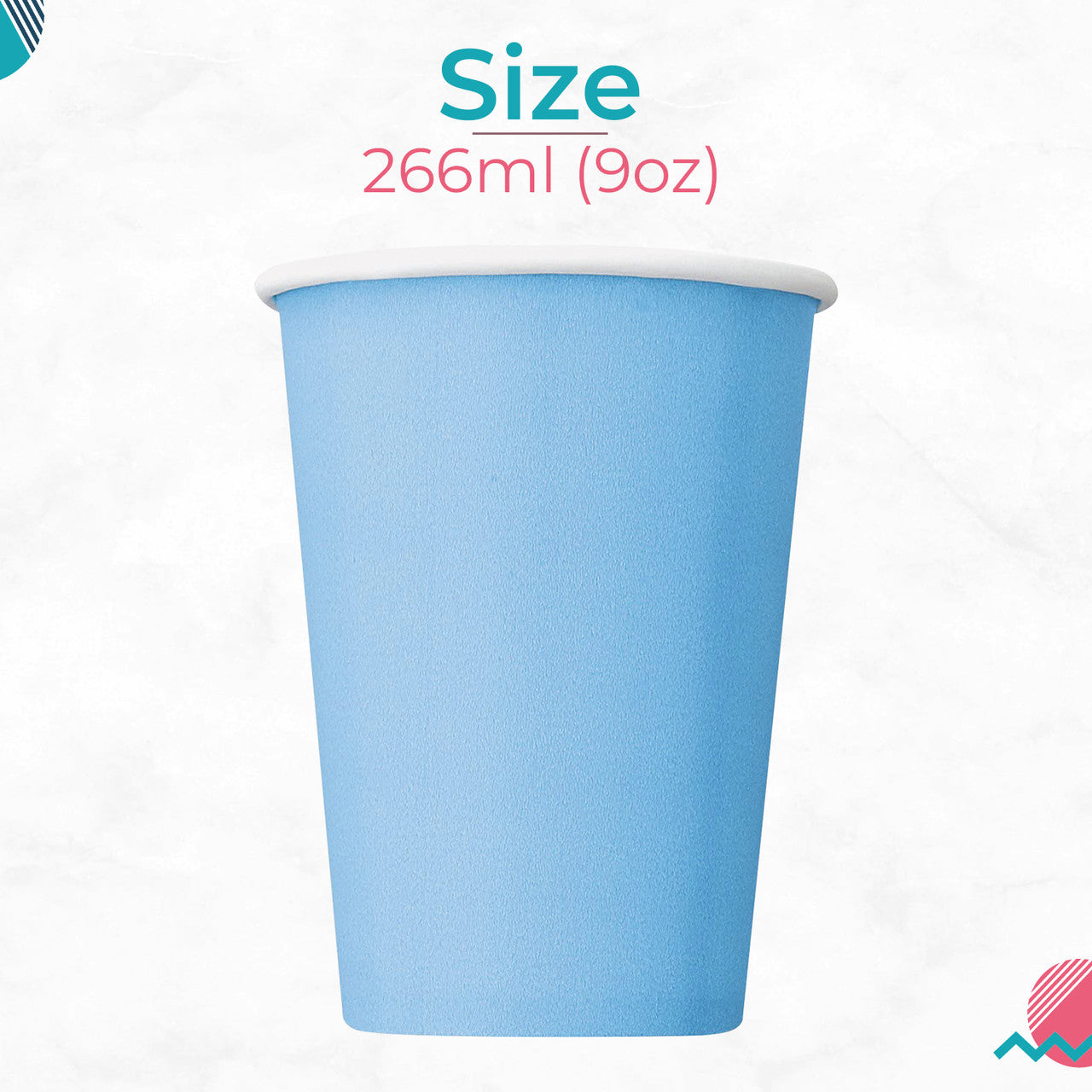 Powder Blue 9oz Paper Cups (Pack of 14)