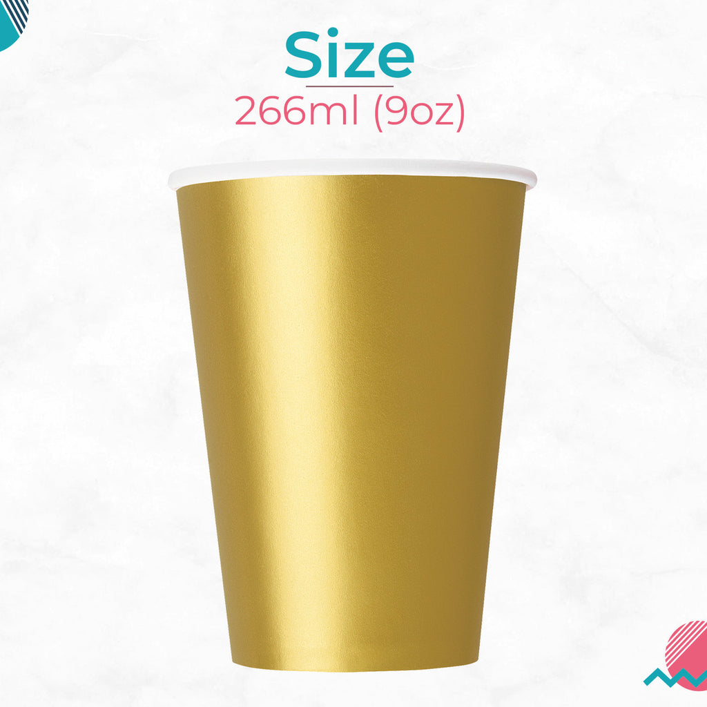 Gold 9oz Paper Cups (Pack of 14)