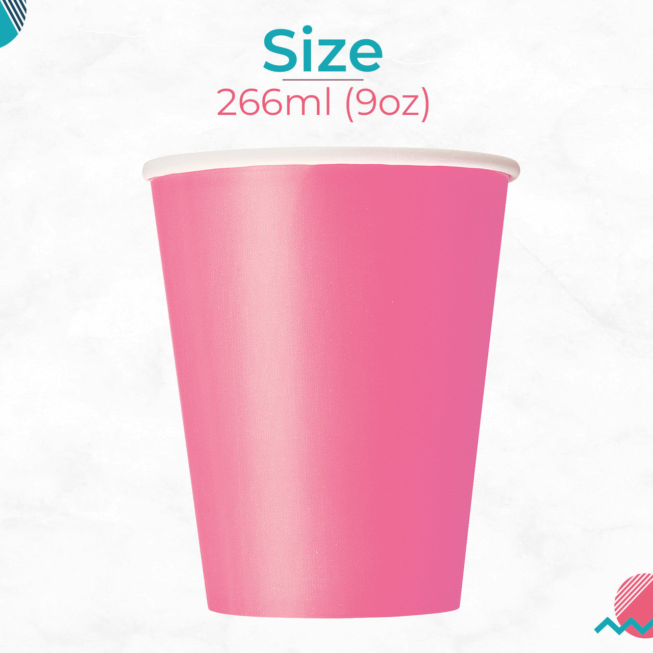 Hot Pink 9oz Paper Cups (Pack of 14)