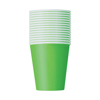 Lime Green 9oz Paper Cups (Pack of 14)